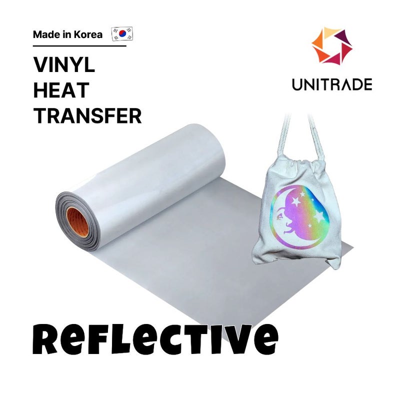 UNITRADE® Reflective Rainbow Heat Transfer Vinyl Roll / Compatible with Cricut, Silhouette, Professional Cutters / CPSIA Certified / Made in Korea - Image 1